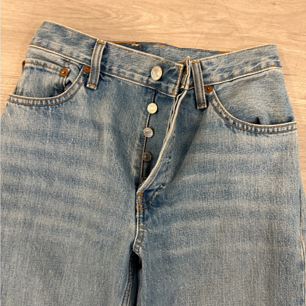 Re/Done High Rise Blue Jeans - Picture 2 of 6